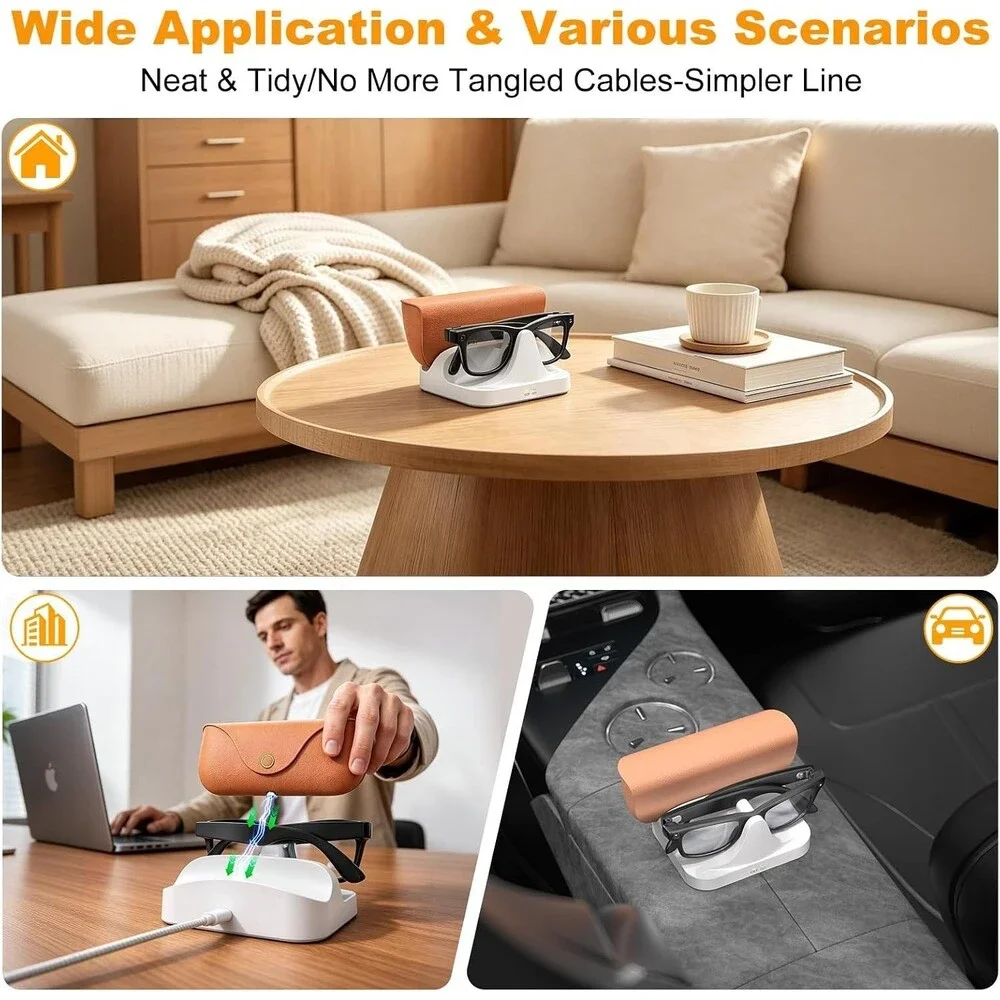 2-in-1 Magnetic Charging Dock Compatible with Ray-Ban Meta Smart Glasses